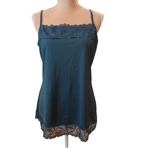 Maurices Womens XL Teal Blue Lace Trim Camisole Adjustable Strap Tank Top